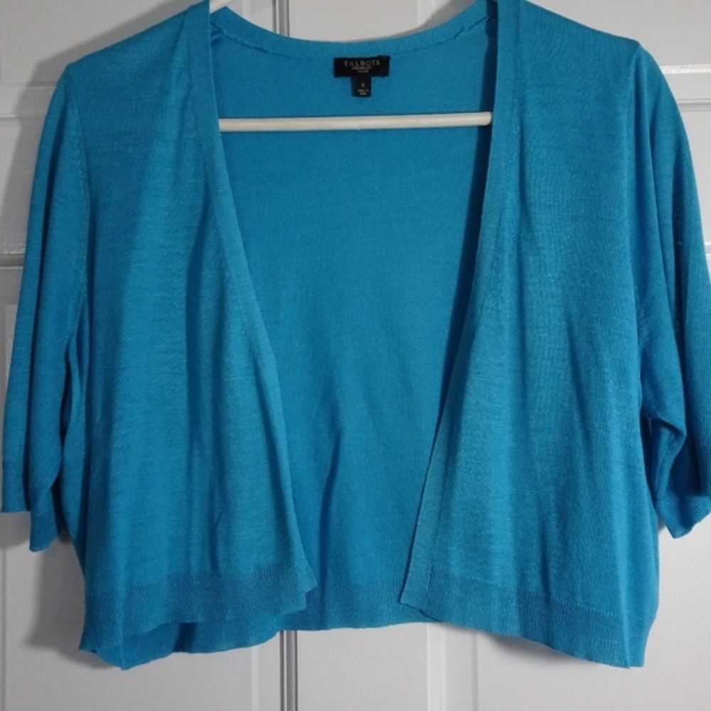 Talbot's Aqua Blue Shrug 1X